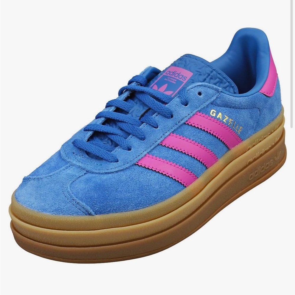Adidas Blue and Pink Gazelle Retro Sneakers